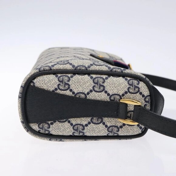 GUCCI GG Supreme Sherry Line Shoulder Bag PVC Navy Gold 89 02 018 Auth BA4022 - Picture 4 of 15